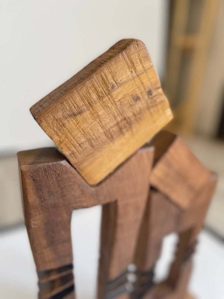 Abstract Wood Sculpture Art Wood Statue Hand Carved Art Modern Abstract Table Desktop Art Original Decor | TWO TOWERS 20.8"x11" - Trend Gallery Art | Original Abstract Paintings