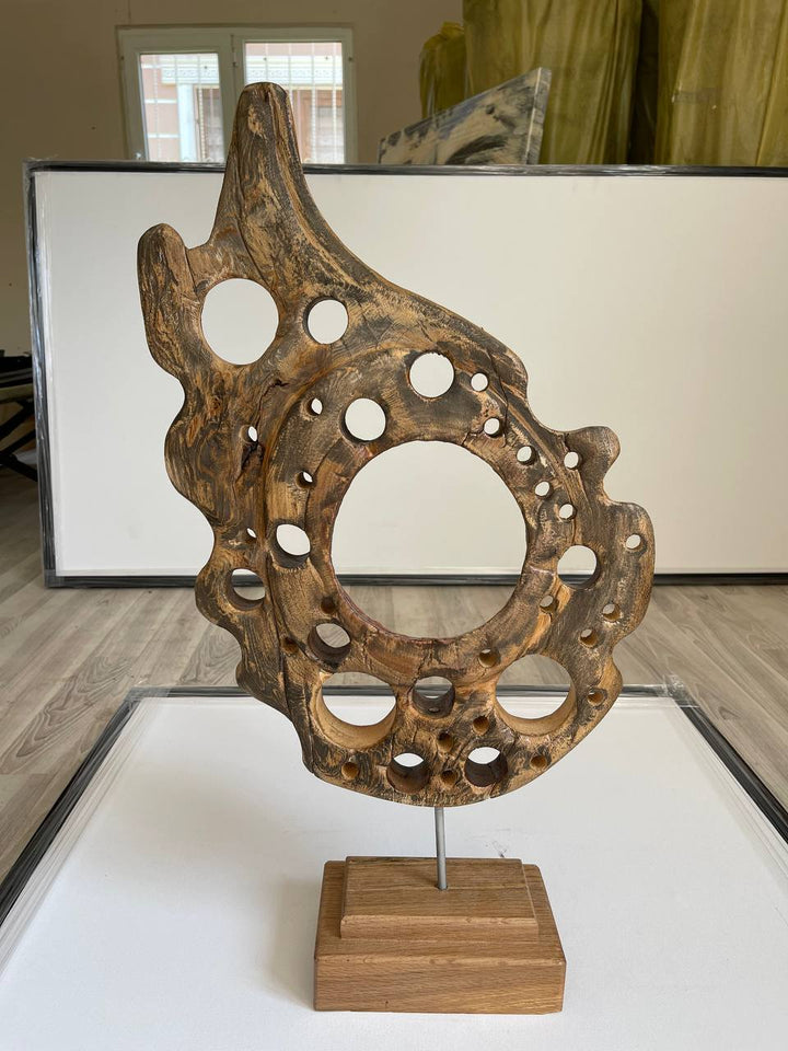 Abstract Wood Sculpture Art Wood Statue Hand Carved Art Sculpture Figurine Desktop Art | RAYS OF LIFE 28.7"x15.7" - Trend Gallery Art | Original Abstract Paintings