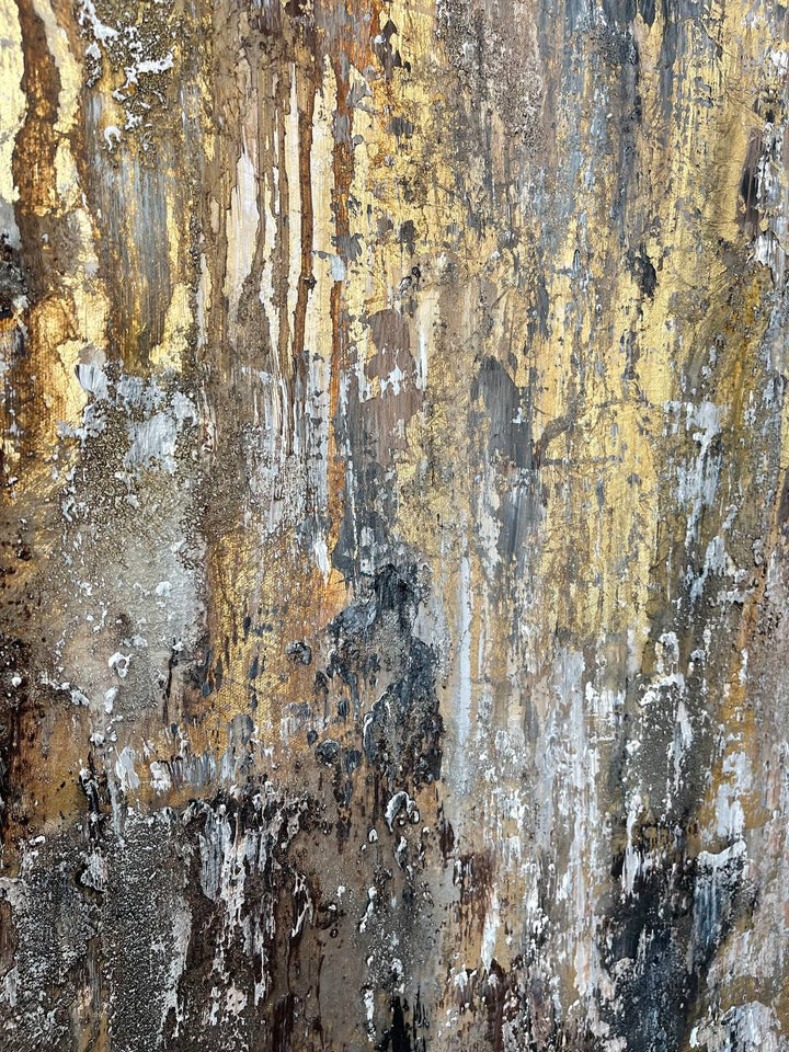 Original Abstract Gold Paintings On Canvas Acrylic Gold Leaf Art Contemporary Rich Textured Painting Hand Painted Artworl Wall Decor | GOLDEN IMMERSION
