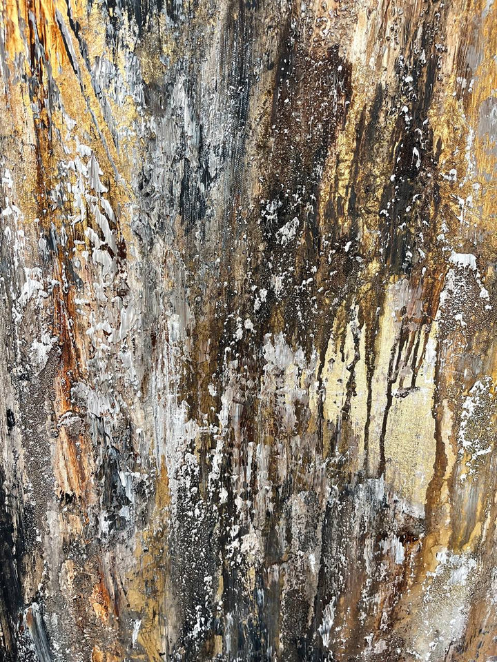 Original Abstract Gold Paintings On Canvas Acrylic Gold Leaf Art Contemporary Rich Textured Painting Hand Painted Artworl Wall Decor | GOLDEN IMMERSION