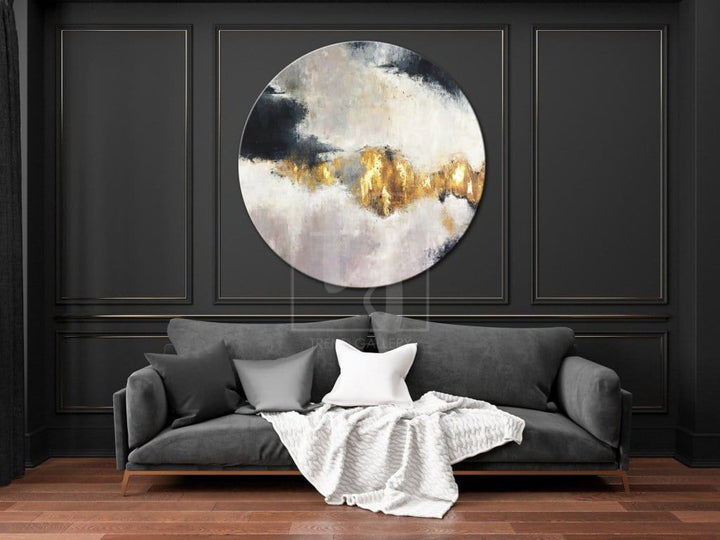 Round Abstract Painting Original Oversized Painting Gold Leaf Painting | FETTERS OF THE SOUL